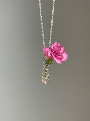 Flower Holder Vase Necklace, Gift For Daughter - image1
